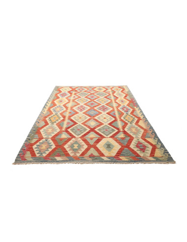 Rug Kilim Afghanistan maroon sky blue 174x239
