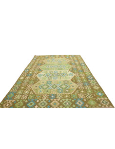 Rug Kilim Afghanistan 197x307 Green Brown Turqu 2
