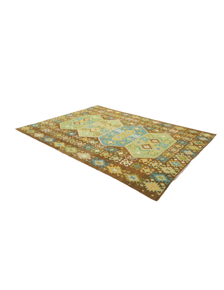 Tappeto Kilim Afghanistan 205x292 Marrone Verde