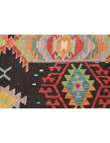 Rug Kilim Afghanistan 206x291 Dark Grey Black R