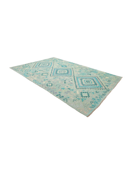 Rug Kilim Afghanistan 205x307 Aqua Blue Light T