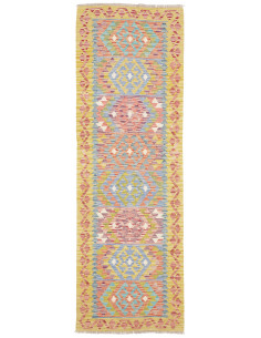 Rug Kilim Afghanistan 80x243 Bright Yellow Blue