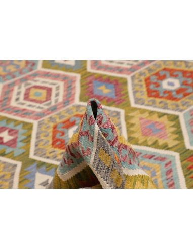 Tappeto Kilim Afghanistan 257x295 Verde Oliva B