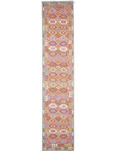 Tappeto Kilim Afghanistan 83x394 Rosa Arancio