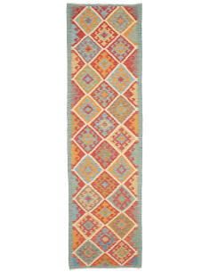 Rug Kilim Afghanistan 84x292 Red Blue Orange Ye