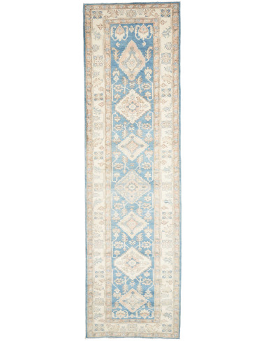 Rug Kazak Afghanistan 100x350 Sky Blue Ivory