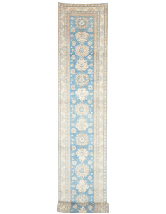 Tappeto Kazak Afghanistan 80x582 Azzurro Crema