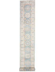Tappeto Kazak Afghanistan 79x586 Blu Cielo Crem
