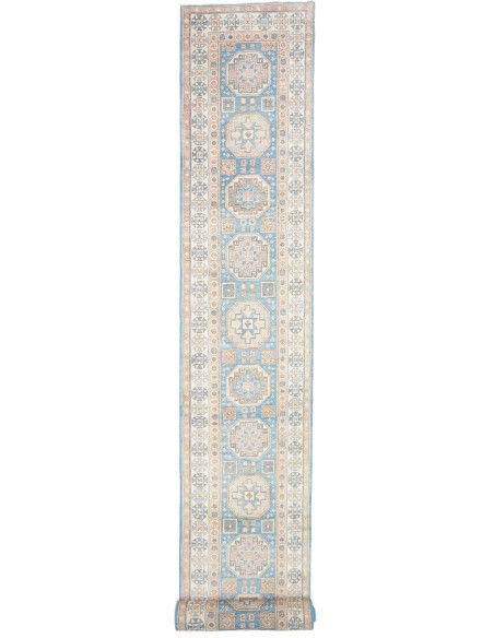 Rug Kazak Afghanistan 83x586 Light Blue Cream