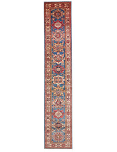 Rug Kazak Fine Pakistan 79x407 Blue Terracotta