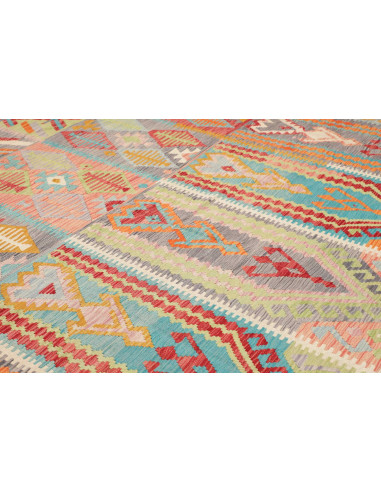 Tappeto Kilim Afghanistan 305x400 Azzurro Verde
