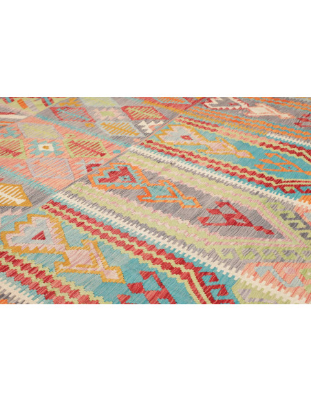 Tappeto Kilim Afghanistan 305x400 Azzurro Verde