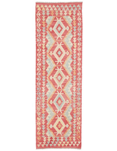 Tappeto Kilim Afghanistan 74x243 Rosso Corallo