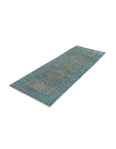 Rug Mamlouk Pakistan 77x205 Teal Blue Beige Gol 2