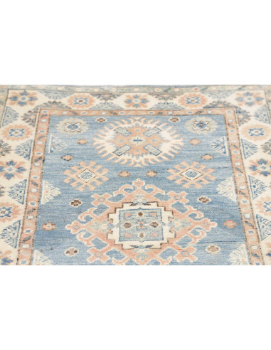 Tappeto Kazak Afghanistan 84x185 Azzurro Crema