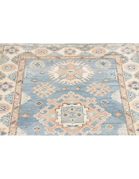 Tappeto Kazak Afghanistan 84x185 Azzurro Crema