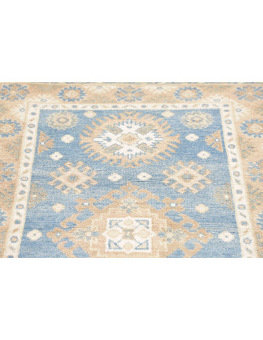 Tappeto Kazak Afghanistan 85x200 Blu Cielo Beig