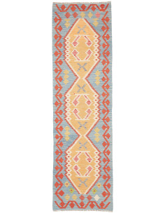 Rug Kilim Afghanistan 73x251 Sky Blue Golden Ye