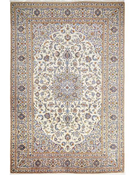 Tappeto Kashan Persia 244x362 Crema Avorio Blu