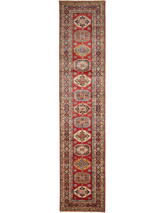 Rug Kazak Fine Pakistan 82x401 Red Beige Brown