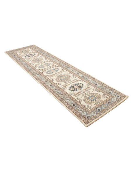 Rug Kazak Fine Pakistan 85x303 Cream Blue Brown