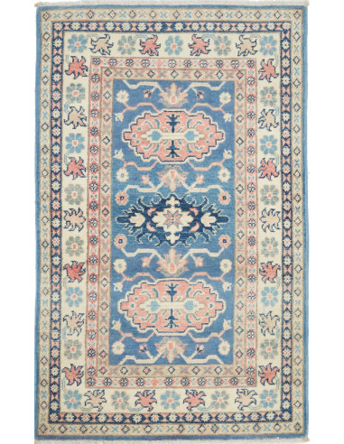 Rug Kazak Afghanistan 77x130 Blue Cream Antique