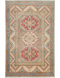 Rug Kazak Afghanistan 81x126 Grey Red Cream Blu