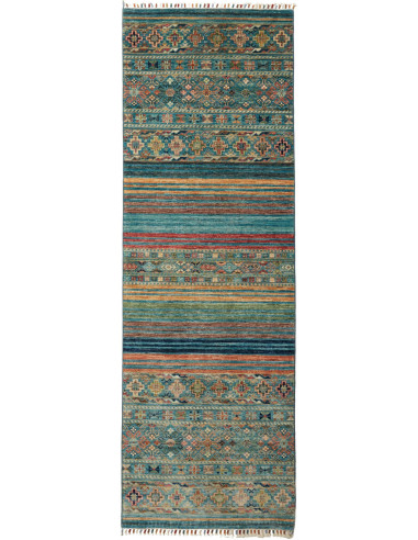 Hand Made Rug Rubin Pakistan 79x237 Teal Multic