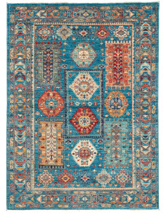 Rug Tribal Pakistan sky blue maroon 122x166
