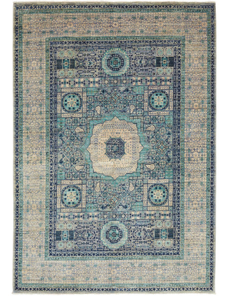 Rug Mamlouk Pakistan 153x215 Blue Beige Grey Te