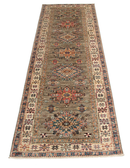 Rug Kazak Fine Pakistan 80x243 Grey Brown Coral