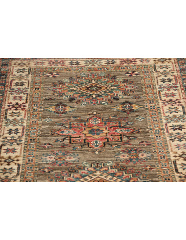 Rug Kazak Fine Pakistan 80x243 Grey Brown Coral