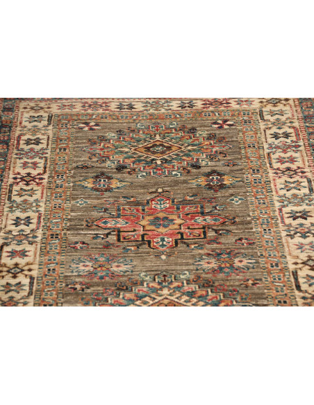 Rug Kazak Fine Pakistan 80x243 Grey Brown Coral