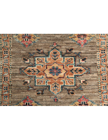 Rug Kazak Fine Pakistan 80x243 Grey Brown Coral