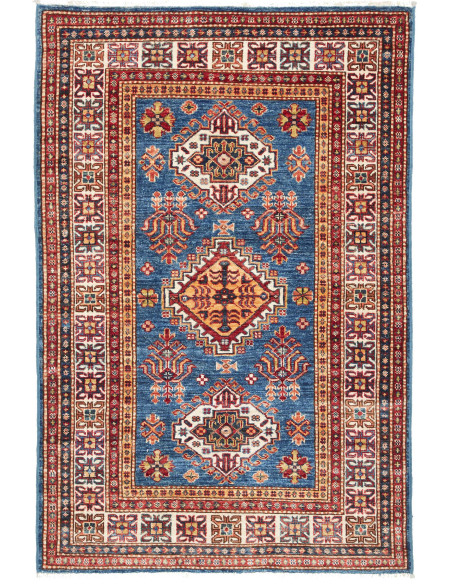 Rug Kazak Fine Pakistan 99x152 Blue Red Yellow