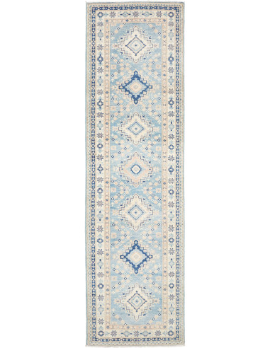 Rug Kazak Afghanistan 84x302 Sky Blue Cream Nav