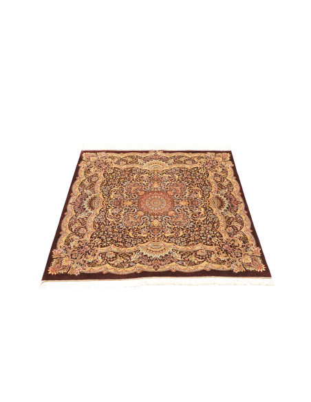 Rug Ghom Silk Persia 96x108 Dark Reddish Brown