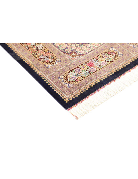 Rug Ghom Silk Persia 101x155 Dark Blue Beige Pi