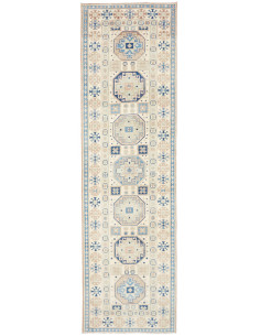 Rug Kazak Afghanistan 83x289 Ivory Cream Sky Bl