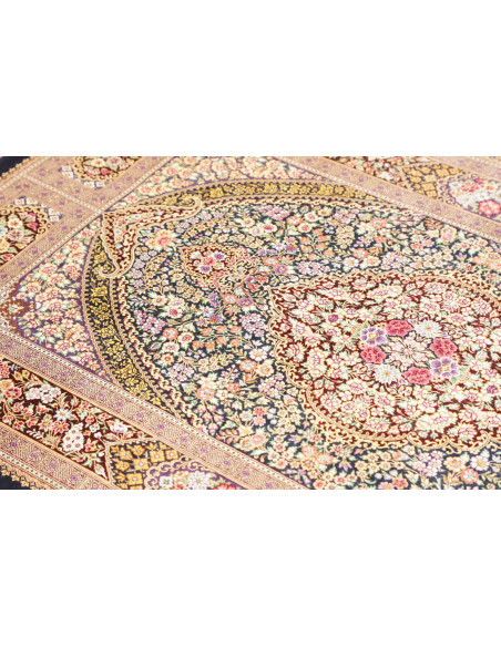 Rug Ghom Silk Persia 101x155 Dark Blue Beige Pi