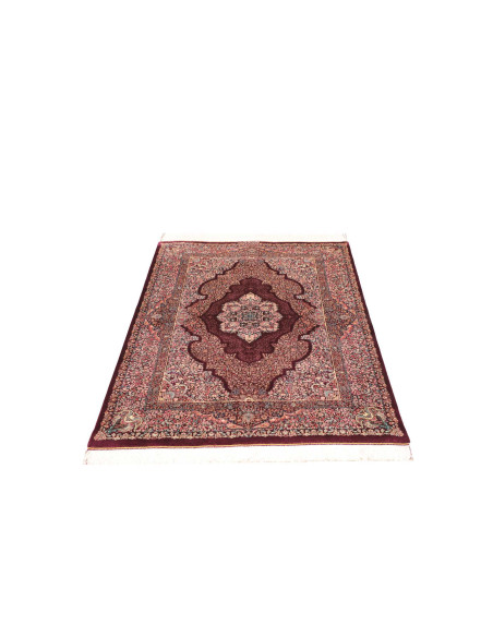 Rug Ghom Silk Persia 100x143 Burgundy Cream Blu