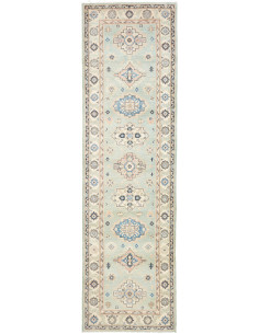 Rug Kazak Afghanistan 84x294 Aqua Cream Dark Bl