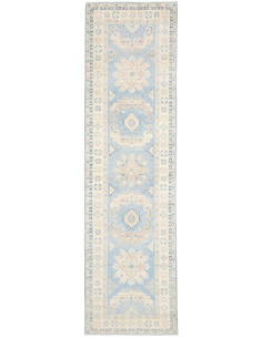 Rug Kazak Afghanistan 83x298 Sky Blue Cream Bei