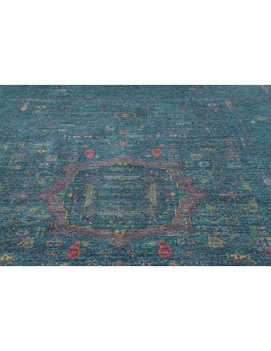 Rug Mamlouk Pakistan 210x294 Teal Blue Rust Yel