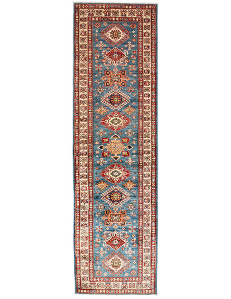 Tappeto Kazak Fine Pakistan 86x306 Blu Petrolio