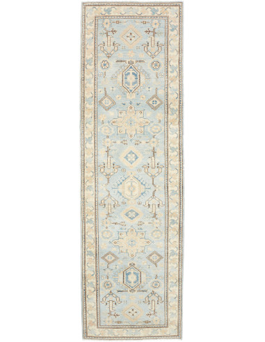 Tappeto Kazak Afghanistan 85x283 Azzurro Beige