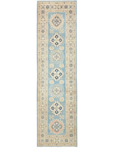 Rug Kazak Afghanistan 81x294 Sky Blue Cream Mid