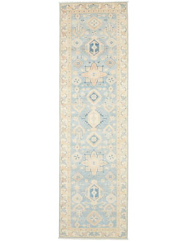 Rug Kazak Afghanistan 86x301 Sky Blue Cream Bei