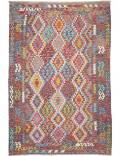 Rug Kilim Afghanistan 200x295 Charcoal Grey Rus