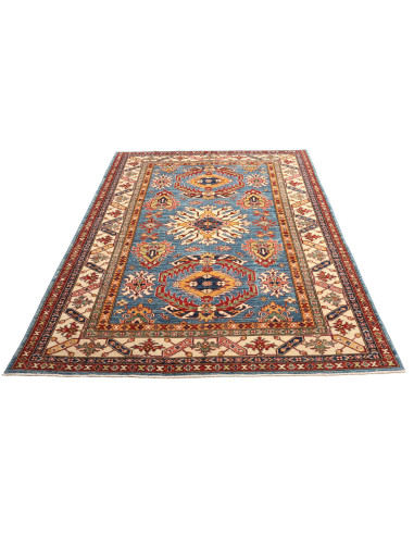 Rug Kazak Fine Pakistan sky blue orange 168x239